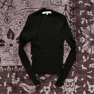 Celebrity Pink Black bolero style ribbed top